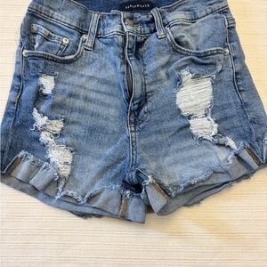 Aeropostale Women's Ripped Jean Shorts - Light Blue